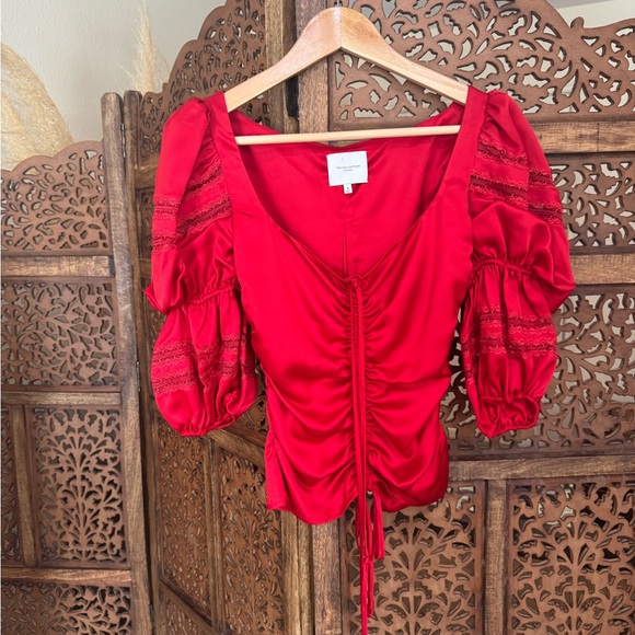 Reformation Winchester Top in Cherry - Picture 2 of 3